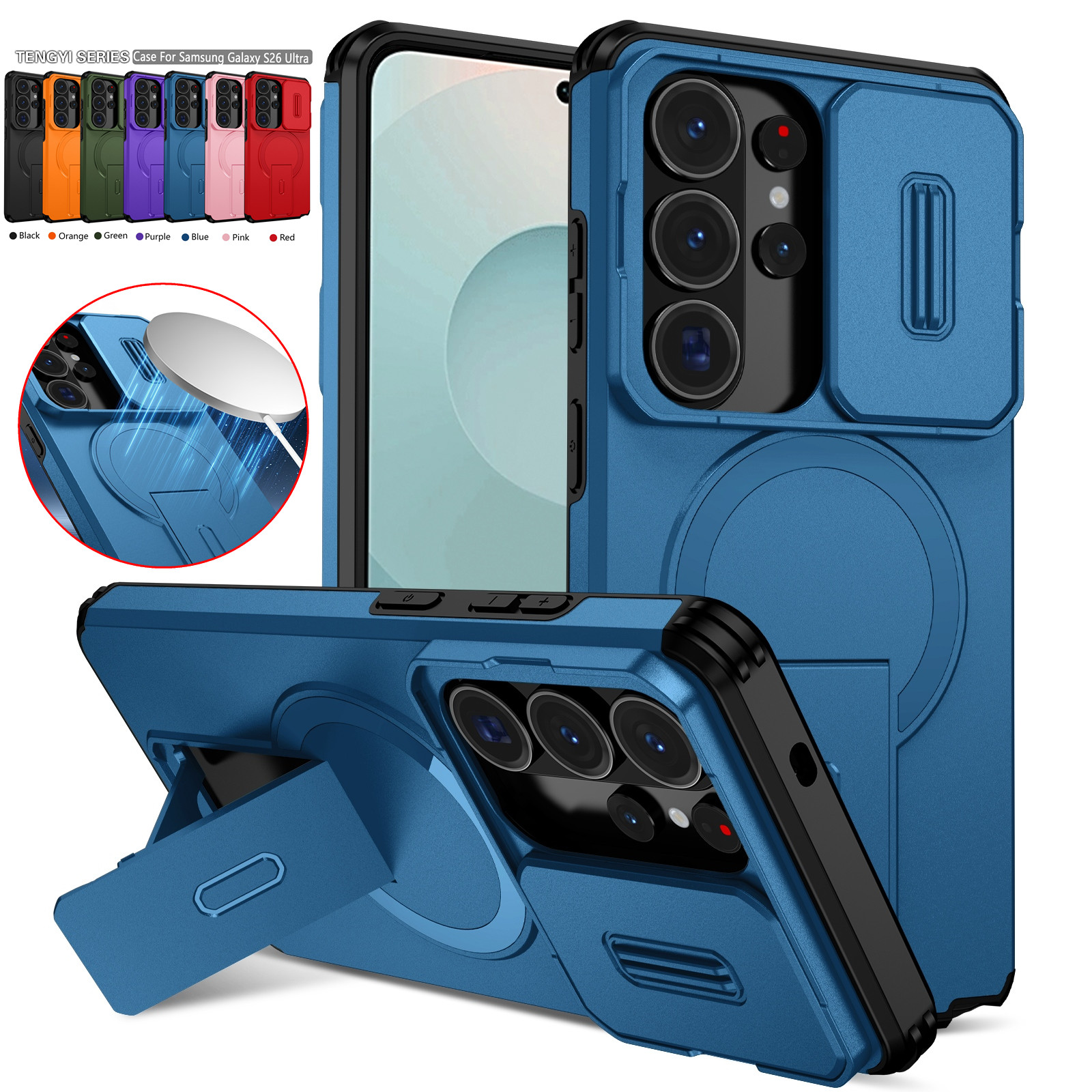 Kickstand Adjustable - Lens Protect Camera Phone Case for