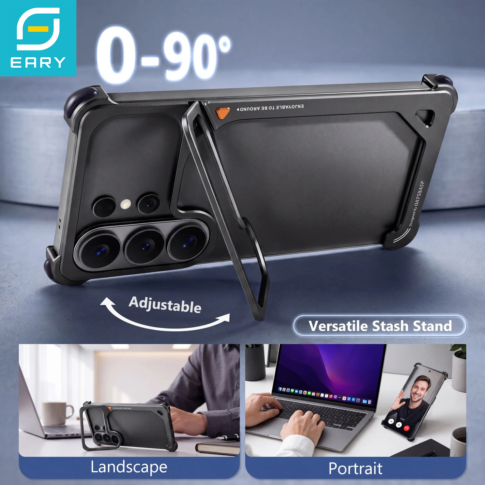 Kickstand Adjustable - Eary 9 Shaped Stand Case for