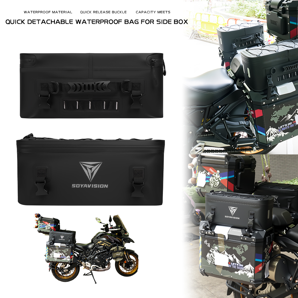Panniers Waterproof Rear - Motorcycle Case Box Bag Waterproof Side