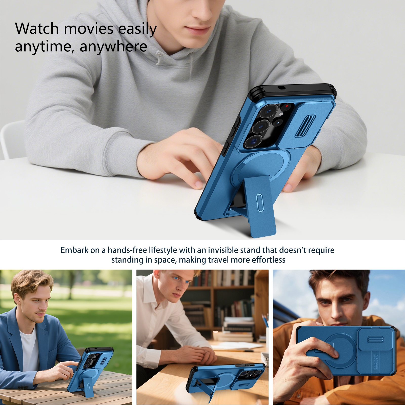 Lens Protect Camera Phone Case - Kickstand Adjustable ulasan dan harga