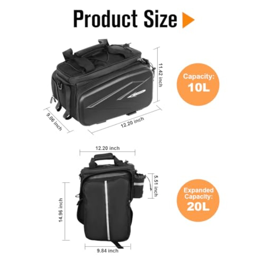 Bike Rack Bag, 20L EVA Hard Sh - Panniers Waterproof Rear ulasan dan harga