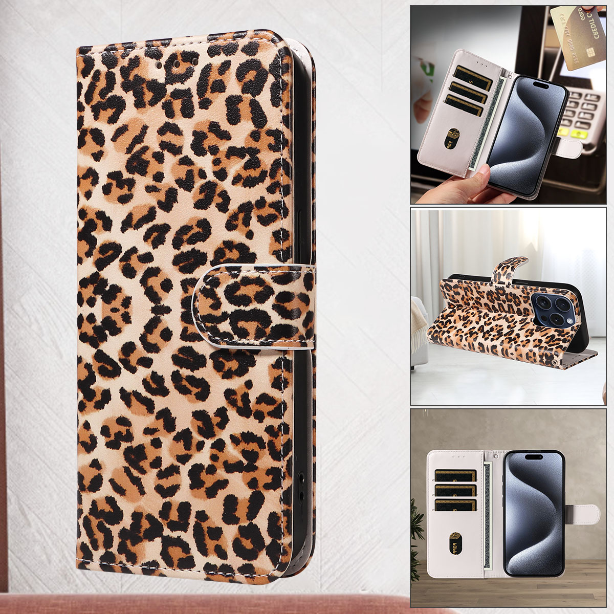 Faux Leather Phone Case for IP - Kickstand Adjustable ulasan dan harga