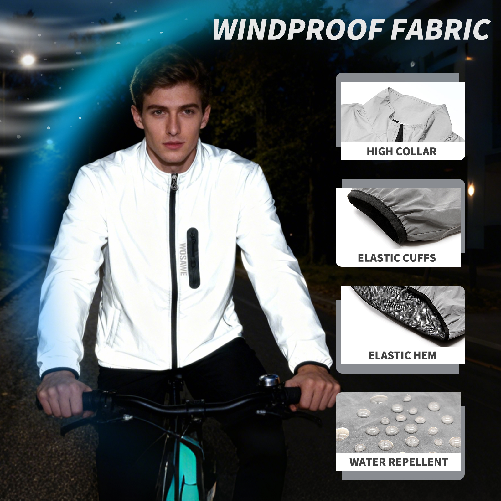 WOSAWE Men's Fully Reflective  - Cycling Rain Jacket Commute ulasan dan harga