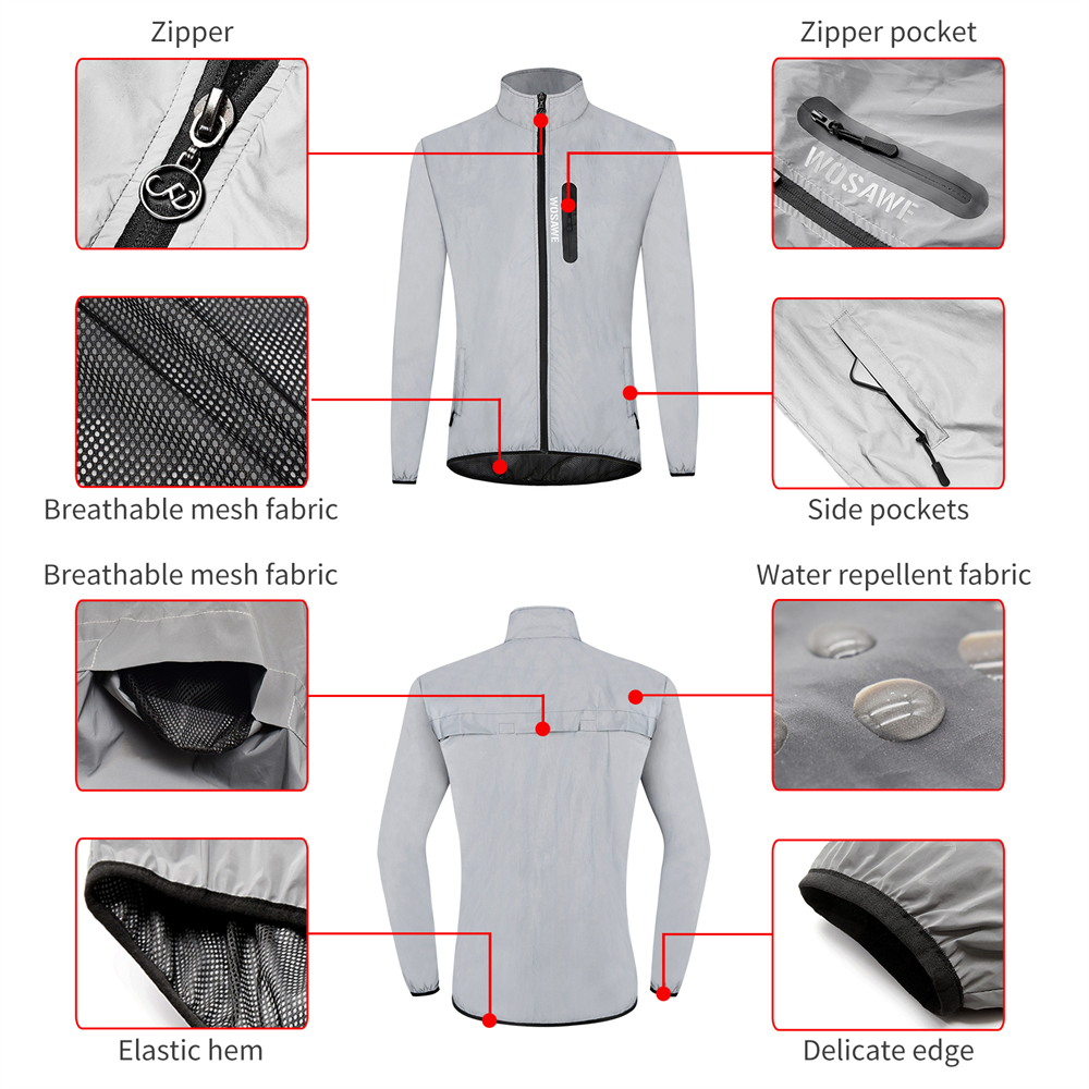 WOSAWE Men's Fully Reflective  - Cycling Rain Jacket Commute ulasan dan harga