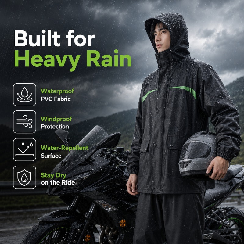 Unisex 2-Piece Waterproof Cycl - Cycling Rain Jacket Commute ulasan dan harga