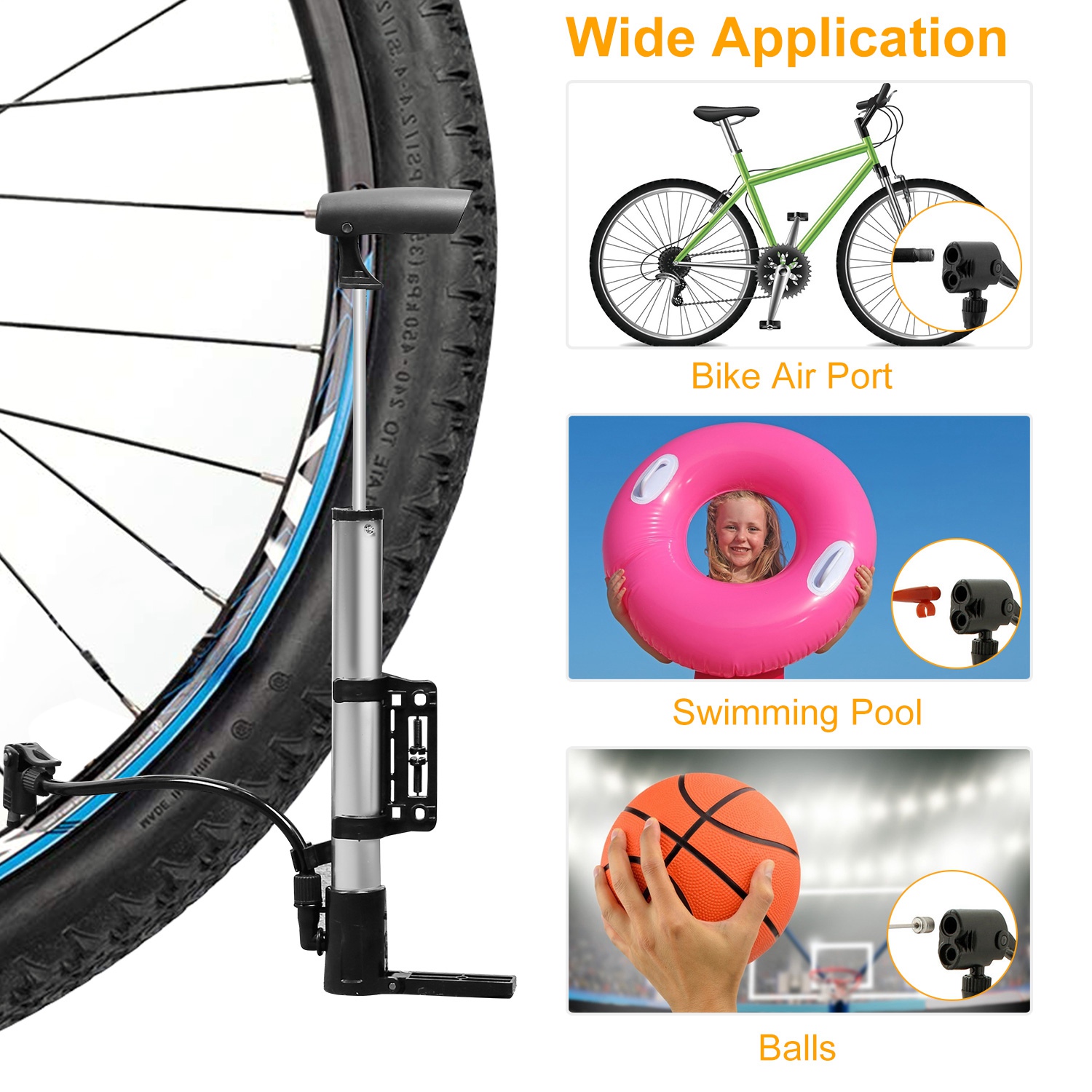 Portable Bike Pump Tire Inflat - Bike Pump Frame Mount ulasan dan harga