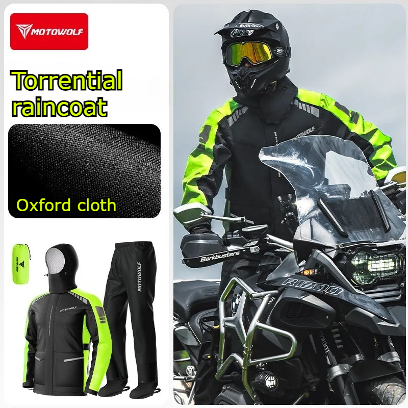Motowolf Reflective Motorcycle - Cycling Rain Jacket Commute ulasan dan harga