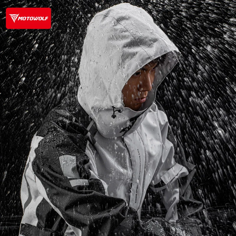 Motowolf Reflective Motorcycle - Cycling Rain Jacket Commute ulasan dan harga